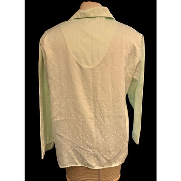 Miss Elaine Women’s Pajama Set Size M Light Green Faint Polka Dots 2-Pieces - Picture 4 of 10